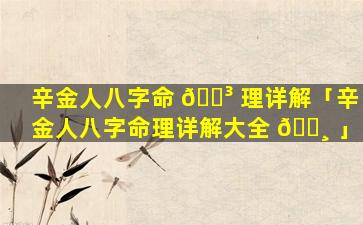 辛金人八字命 🌳 理详解「辛金人八字命理详解大全 🌸 」